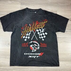 Dodge SRT Hellcat T Shirt Black Racing Graphic‎ Vintage Fade USA Muscle SZ L